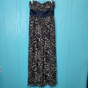 ❤️ Calvin Klein Maxi dress strapless leopard cheetah zipper long size 6